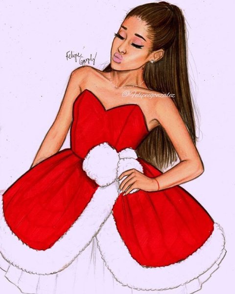 Ариана Гранде мультяшная в платье