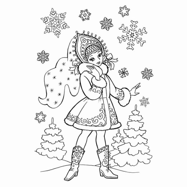 Снегурочка раскраска для детей