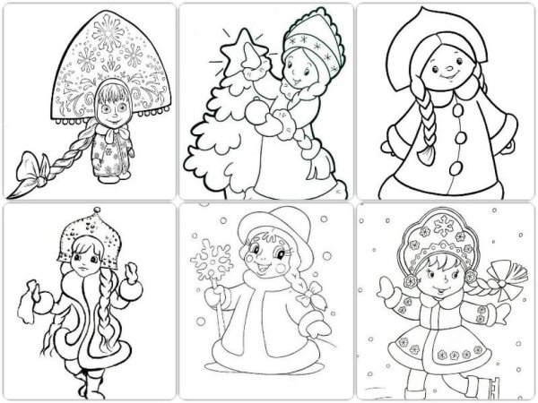 Маленькая Снегурочка раскраска