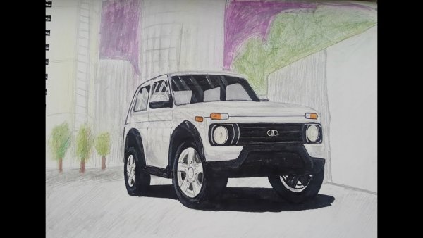 Рисунок Нивы 4х4 карандашом