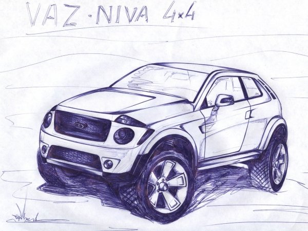 Рисунки карандашом машины Нива
