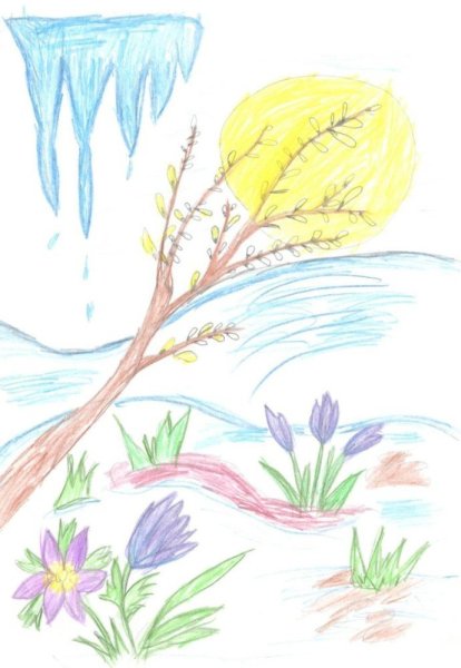 Весенний пейзаж карандашом
