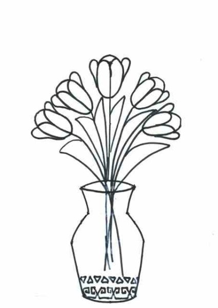 Цветы в вазе поэтапное рисование