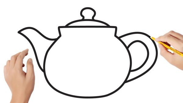 Поэтапное рисование чайника для детей