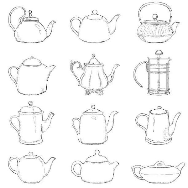 Поэтапное рисование чайника