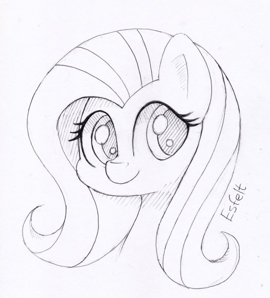 Пони Флаттершай карандашом