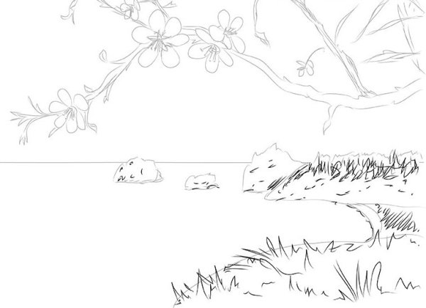 Весенние рисунки для срисовки карандашом