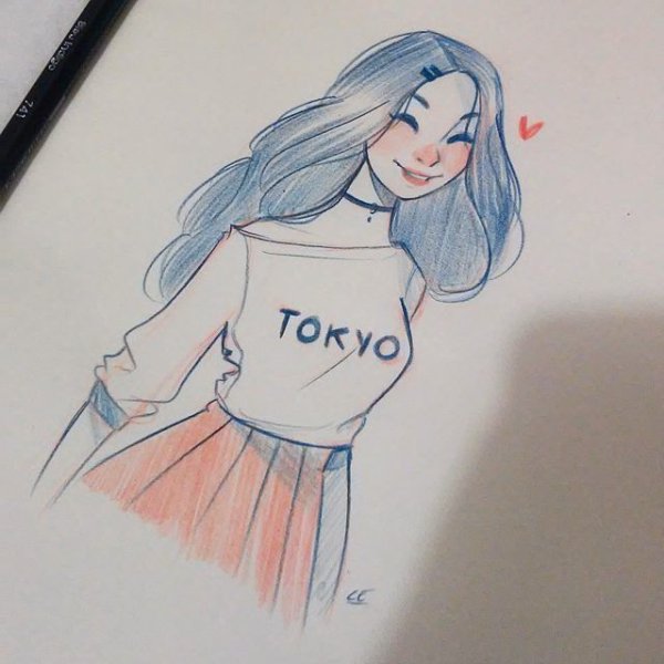 Рисунки для срисовки девочки легкие и красивые