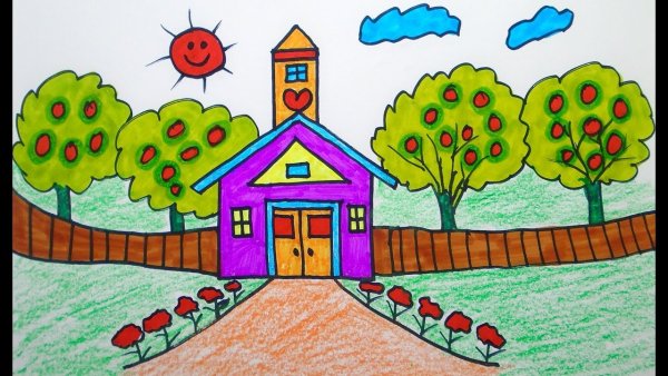 Сад рисунок легкий