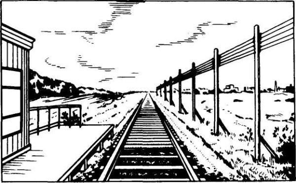 Железная дорога в перспективе сбоку