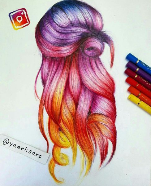Волосы для рисования цветные