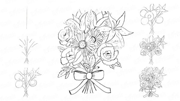 Цветы рисунок карандашом