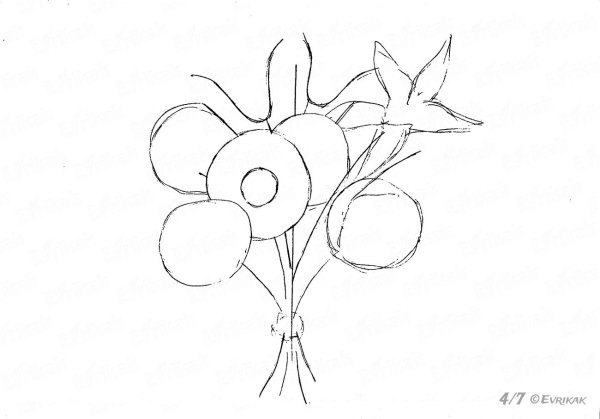 Натюрморт ваза с цветами карандашом