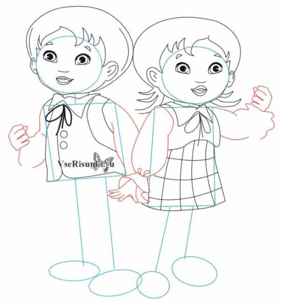Мальчик и девочка рисунок карандашом