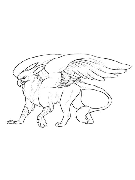 Грифон карандашом для срисовки
