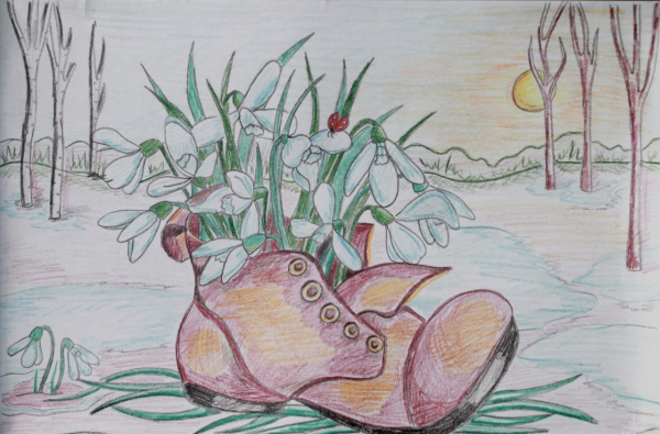 Весенний рисунок карандашом