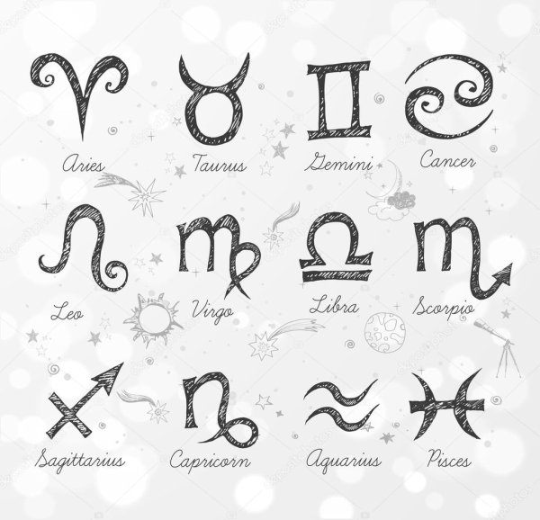 Знаки зодиака карандашом