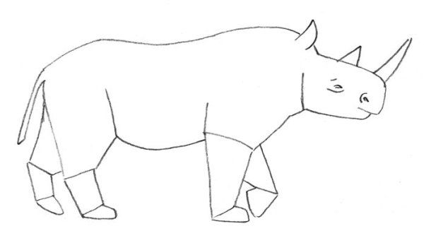 Носорог карандашом для детей