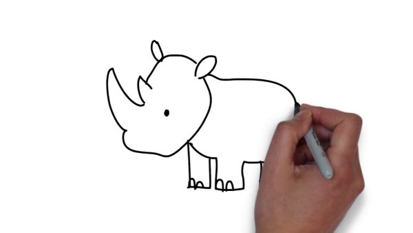 Носорог карандашом для срисовки