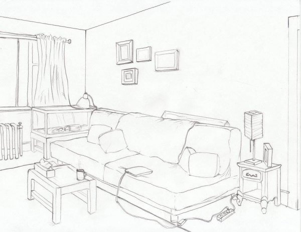 Набросок интерьера комнаты