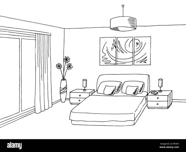 Интерьер спальни раскраска