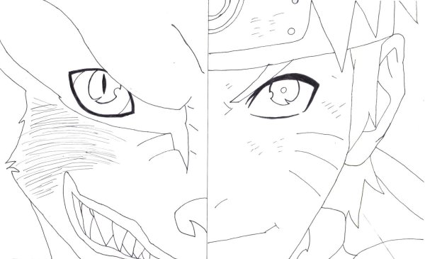 Раскраски аниме Наруто девятихвостый