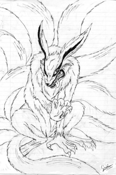 Раскраска Наруто девятихвостый Лис