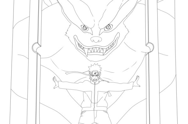 Раскраска Наруто Узумаки курама