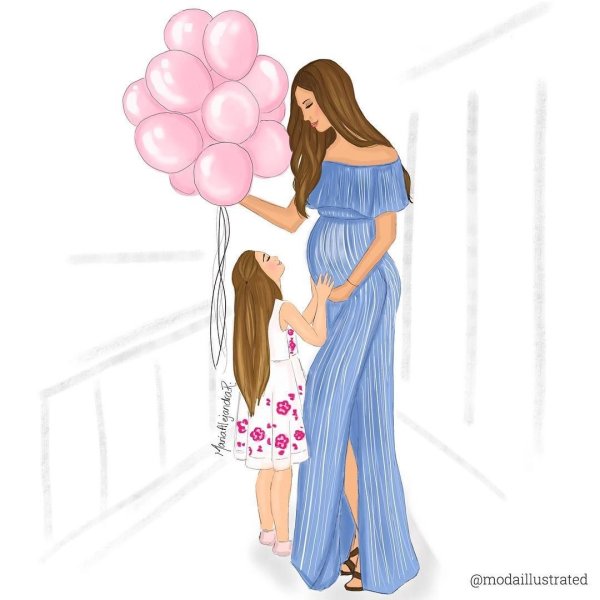 Нарисовать маму с дочей