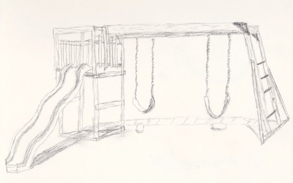 Детская качель карандашом