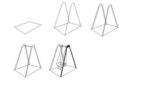 Поэтапное рисование качели детские