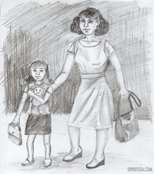 Карандашный рисунок мамы