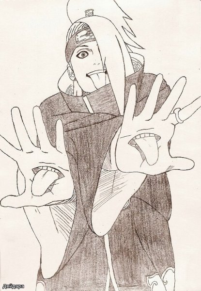 Срисовывание Наруто Дейдара