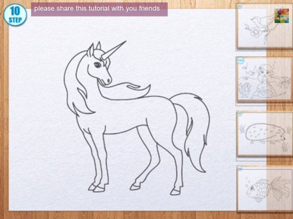 Поэтапный рисунок единорога