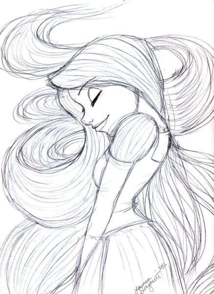 Рисунки карандашом Рапунцель легкие