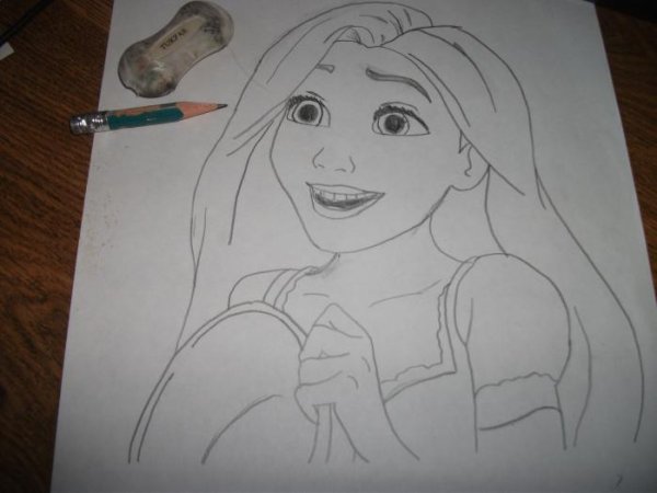 Срисовать Рапунцель карандашом для начинающих