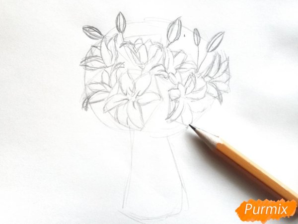 Цветы букет рисунок карандашом