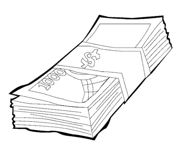 Раскраска деньги для детей