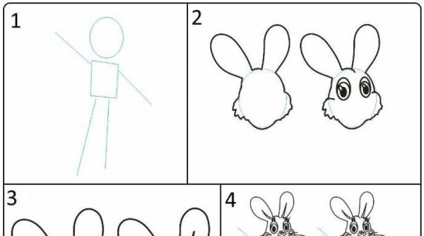 Рисование зайца пошагово