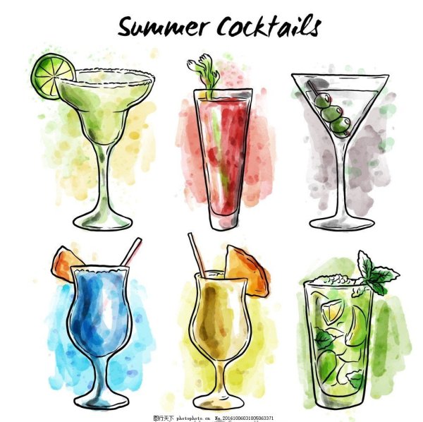 Рисунки для срисовки коктейль