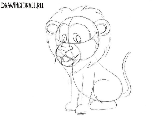 Легкие рисунки львенка