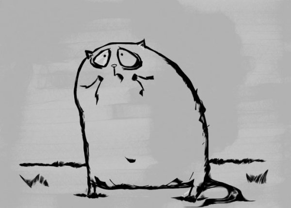 Грустный кот нарисованный