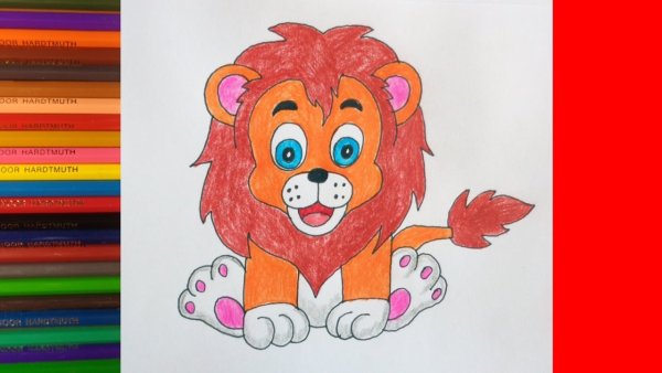 Львенок поэтапное рисование