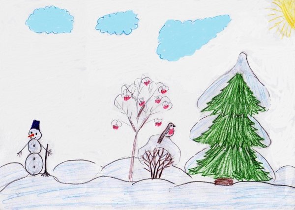 Зимние рисунки для срисовки лёгкие