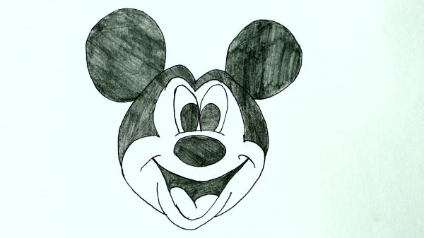 Рисунок Микки Мауса карандашом