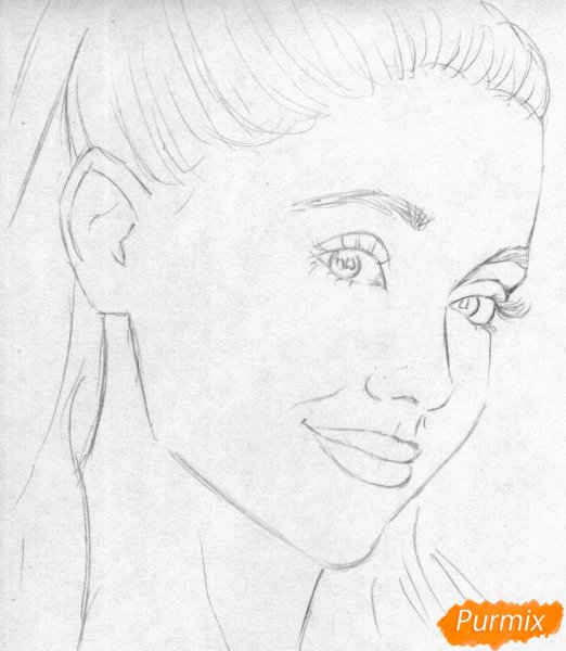 Портрет азиата карандашом