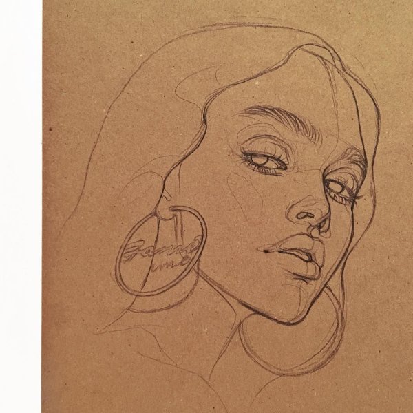 Набросок лица девушки легкий