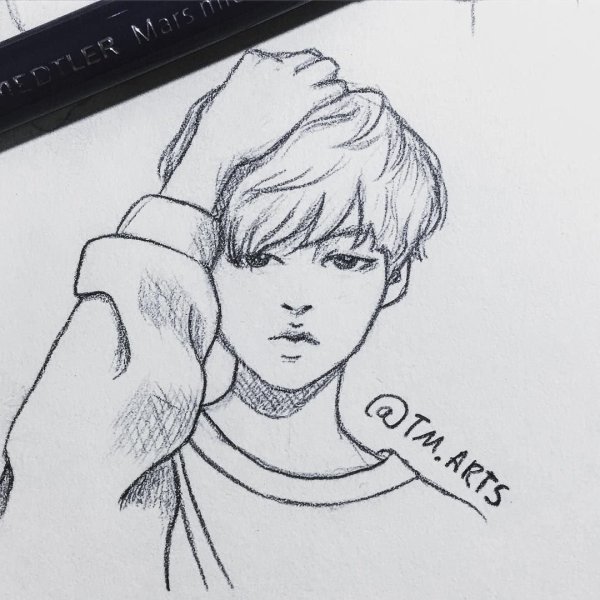 BTS Jimin карандашом