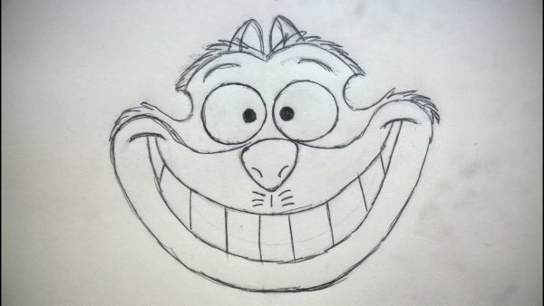 Чеширский кот карандашом для срисовки
