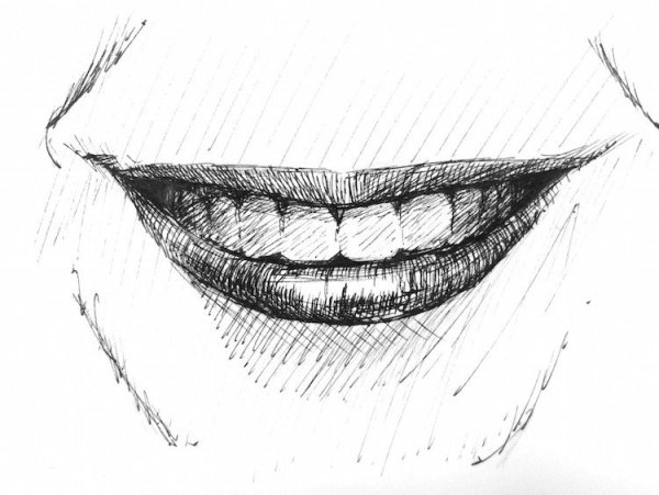 Губы улыбка карандашом